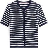 TOMMY HILFIGER - Gebreid Vest - Navy/Wit - Kwartmouw - Ronde Hals