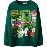 NAME IT Sweatshirt 'NKMNeven Minecraft'  grijs / groen / donkergroen / rood / wit