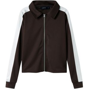 LMTD - Sweatvest - Donkerbruin/Wit - Normale Pasvorm - Lange Mouw