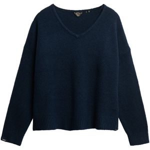 Superdry - Gebreide Trui - Donkerblauw - V-hals - Lange Mouw