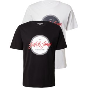 JACK & JONES Shirt 'JJURBAN'  donkerrood / zwart / wit