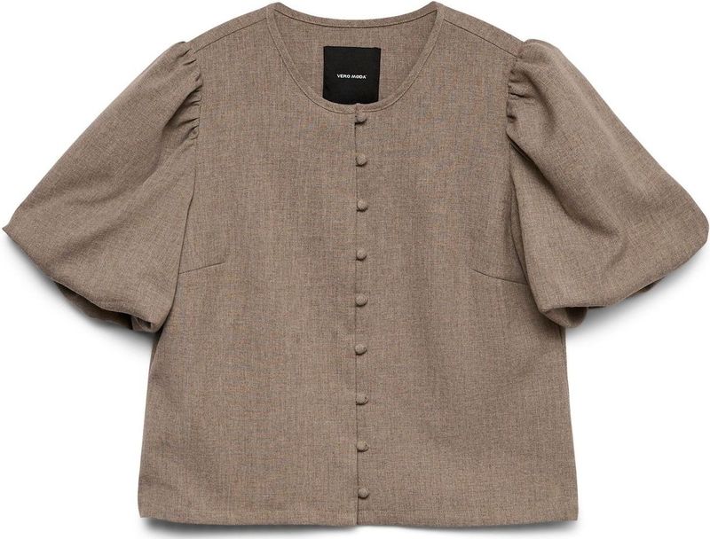 Vmbestie - Top - Blouse - O-hals - Loose Fit - 2/4 Mouwen - Knoopsluiting
