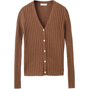 MANGO - FLURRY - Gebreid Vest - Bruin - Slanke Pasvorm