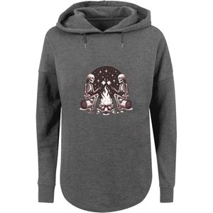 F4NT4STIC Sweatshirt 'Skelette Lagerfeuer Marshmallow'  donkergrijs / zwart / wit