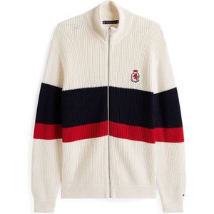 TOMMY HILFIGER Gebreid vest  rood / zwart / wolwit