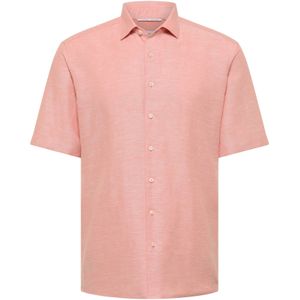 Overhemden - Abrikoos - Katoen - Korte Mouwen - Kentkraag - Easy Iron