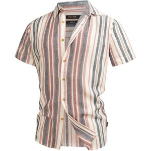 INDICODE JEANS Overhemd 'Kiss'  petrol / pastelrood / wit