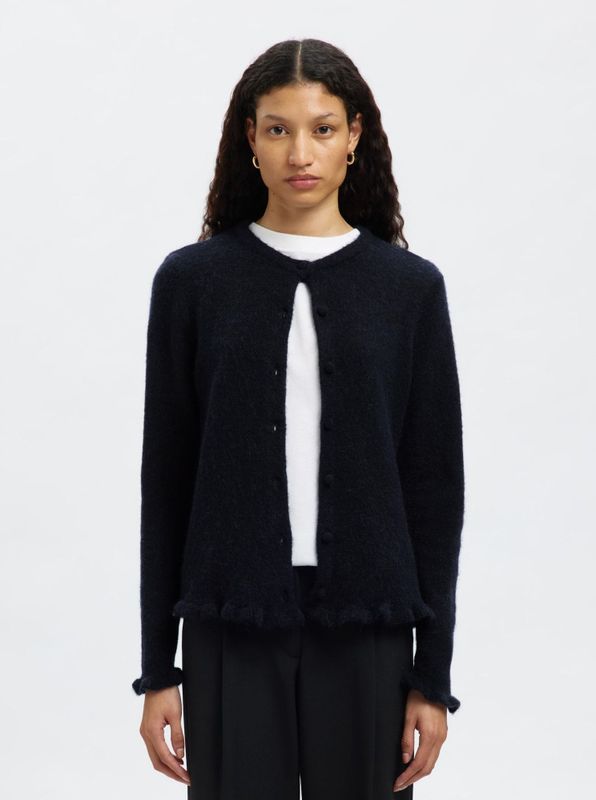 SELECTED Gebreid vest  nachtblauw