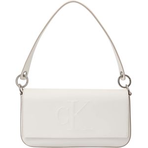 Calvin Klein - Sculpted Flap Impress - Crossbody Tas - Wit - Kunstleer