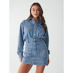BWLDR Blousejurk 'CANNES'  blauw denim