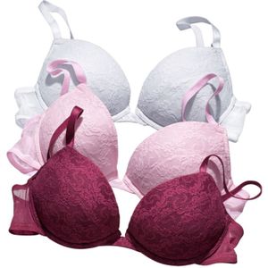 Petite fleur - Push-up-bh - Wit - Set van 3 - Met Beugel en Uitneembare Vullingen