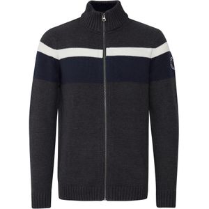 FQ1924 Gebreid vest 'Edvard'  navy / antraciet / donkergrijs / wit