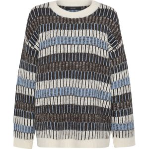 Vero Moda Petite Trui 'VMTIFFANY'  beige / lichtblauw / zwart