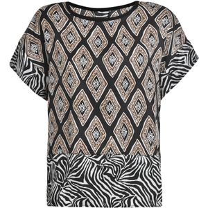 DEHA Blouse  bruin / zwart / wit