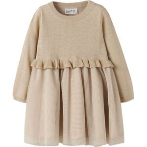 Glitter Jurk - Gebreid - Lange Mouwen - O-hals - Regular Fit