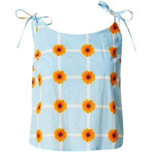 NÜMPH Blouse 'WIGA'  lichtblauw / oranje / wit