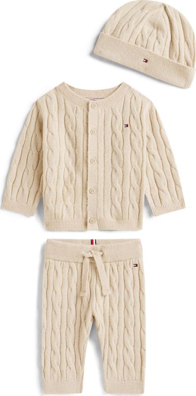 Tommy Hilfiger Cadeaubox - Broek/Cardigan/Muts - Gebreid - Kabel - Tommy Hilfiger - 62 - Cardigan