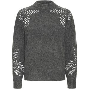 b.young - BYMAGGE - Trui - Donkergrijs / Wit