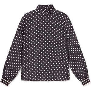 Lola Casademunt - Blouse - Zwart/Wit - Blouseshirt - Gevoerde Zoom/Rand