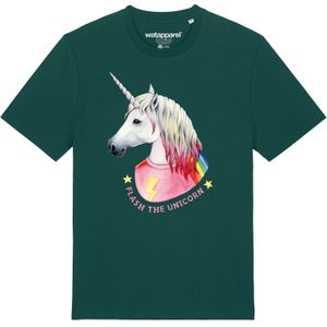 Watapparel Shirt ' Flash, the unicorn '  donkergroen / gemengde kleuren