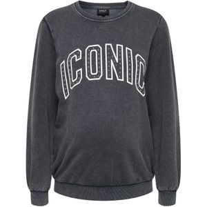Only Maternity Sweatshirt 'OLMQUOTE'  donkergrijs / wit