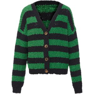 aleva Gebreid vest  groen / zwart