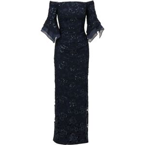 Adrianna Papell Avondjurk 'Sequin Lace Combo Column Gown'  donkerblauw