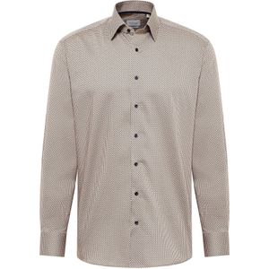 Overhemden - Donkerbruin - Strijkvrij - Lange Mouwen - Kentkraag