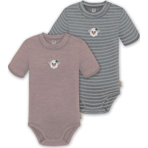 normani Rompertje/body 'Tihoi'  duifblauw / grijs / donkergroen / oudroze / wit