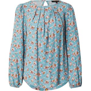 King Louie Blouse 'Laura'  hemelsblauw / roestbruin / geel / rosa