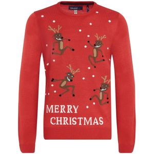 BLEND Trui 'Rudolph'  bruin / rood / wit