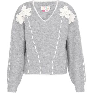 IZIA Oversized trui  lichtgrijs / wit