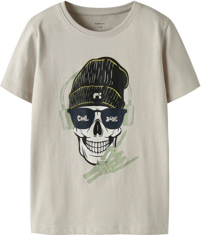 NAME IT Shirt 'NKMTED'  greige / lichtgroen / zwart / wit