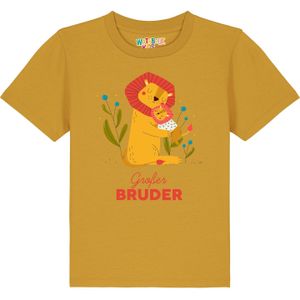 watabout.kids Shirt 'Löwen Großer Bruder'  oker / goudgeel / kiwi / lichtrood