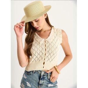 Bianco Lucci Gebreid vest  crème