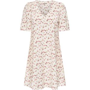 JDY - Korte Jurk - V-Hals - Regular Fit - 2/4 Mouwen - Volumineuze Mouwen