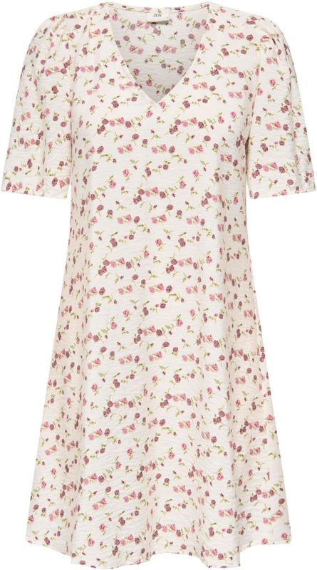 JDY - Korte Jurk - V-Hals - Regular Fit - 2/4 Mouwen - Volumineuze Mouwen