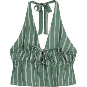 Bershka Top  lichtgrijs / jade groen / wit