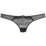 LASCANA - String - Zwart - Effen - Kant - Licht Transparant - Mid Waist