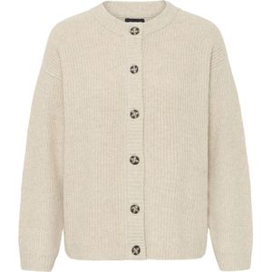 Oxmo Gebreid vest  lichtbeige