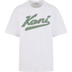 Karl Kani - Shirt - Groen/Wit - Katoen - Ronde Hals - Halve Mouw