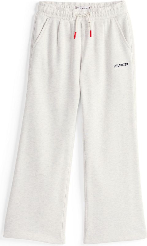 TOMMY HILFIGER - Broek - Grijs Gemêleerd - Sweatstof - Wide Leg