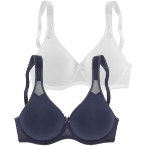 Petite Fleur - T-shirt Bh - Marine en Wit - Set van 2 - Met Beugel