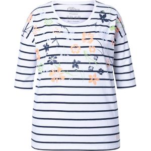 Ulla Popken Shirt  blauw / pastelgroen / pasteloranje / wit