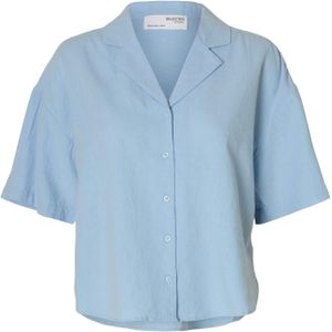 Linnenmix - Overhemd - Lichtblauw - Katoen/Linnen - Korte Mouwen