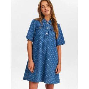 NÜMPH Jurk 'HADDIE'  blauw denim / wit