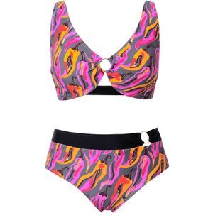 Ulla Popken Bikini  geel / donkergrijs / oranje / pink / zwart