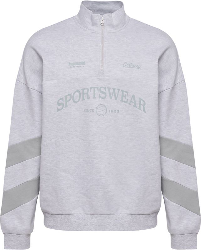 Hummel - Sweatshirt - Grijs - Halve Rits - Losse Pasvorm