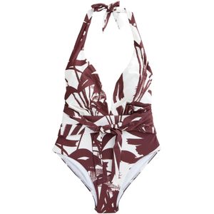 Next Badpak  chocoladebruin / wit