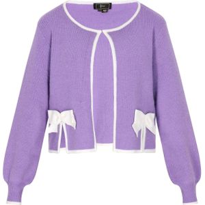 faina Gebreid vest  lavendel / wit